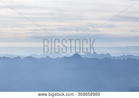Panoramic View Of The Spectrally Looking Line Of Mountains In The French Alps, Chamonix-mont-blanc, 