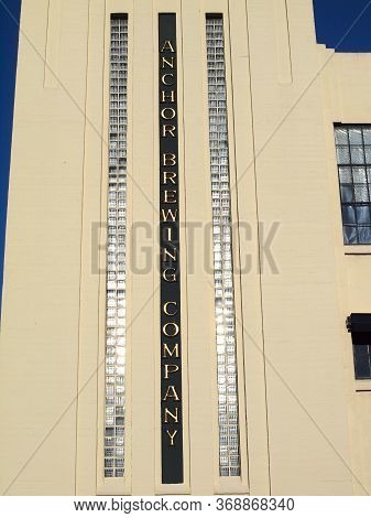 San Francisco -  April 7, 2010: Old Anchor Steam Company Logo On Wall Located In San Francisco, Cali
