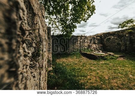 Old Wall Remains Of The Ruin Castle Hohenurach In Bad Urach Germany