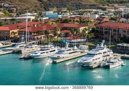 Charlotte Amalie, St. Thomas, United States V. Islands (usvi) - April 30, 2019: Luxury Motor Yachts 