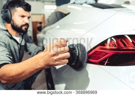 Car Body Repair Polishing. Application Of Special Preparations With Nanotechnology