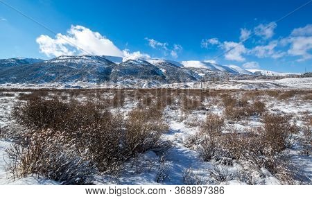 View Of Ulagan Highlands In Altay Mountains In The Winter, Siberia, Russia