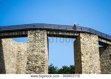 Targu Neamt, Romania - June 22, 2019: Neamt Fortress. Medieval Citadel. Neamt Citadel.