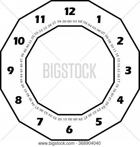 Clock Dial Black Numbers Hourly In Black Honeicomb Frame And Seconds On Transparent Background With 
