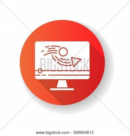 Animation Making Red Flat Design Long Shadow Glyph Icon. Video Production Process. Digital Content E