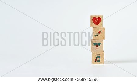 Wooden Blocks With The Healthcare Medical Symbol