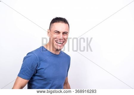 Laughing Man. White Back Ground, Medium Shot