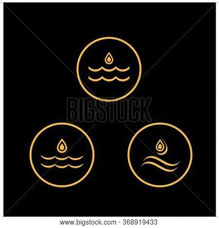 Three Rounded Water Icons In Yellow Color