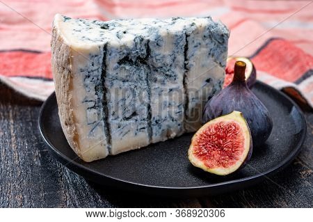 Cheese Collection, Piece Of Italian Blue Cheese Gorgonzola Picante With Blue Mold From North Of Ital