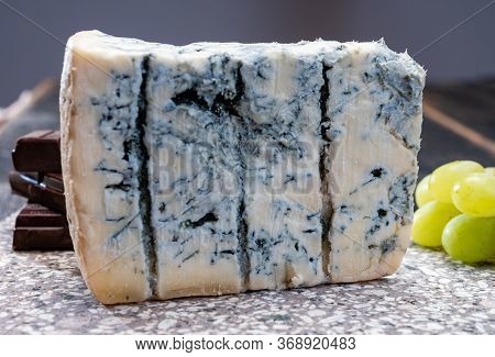 Cheese Collection, Piece Of Italian Blue Cheese Gorgonzola Picante With Blue Mold From North Of Ital