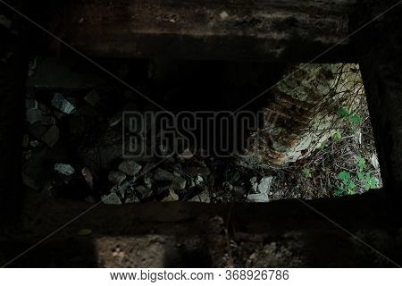 Old Abandoned Chapel In The Forest, Church Lost In The Wood Near Zhytomyr.