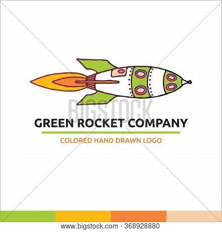 Light Green And Cosmos Univerce Rocket Vector Illustration With Spaceship Logo