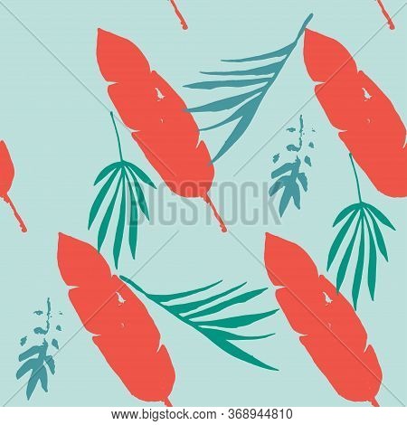 Hipster Tropical Vector Seamless Pattern. Elegant Male Shirt Female Dress Texture. Nice Summer Texti