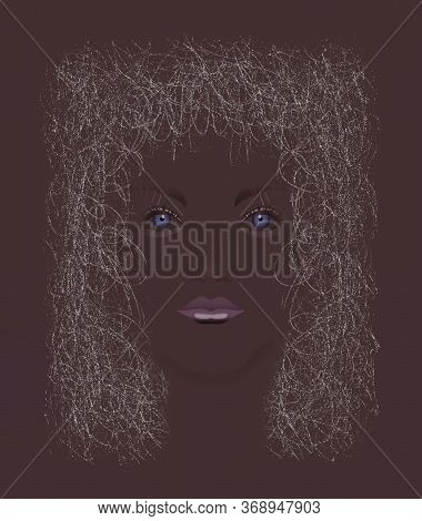 An Aftican American Girls With Blue Eyes And Tangled Hair Is Seen In This Illustration.