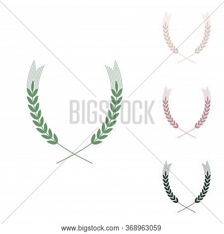 Wheat Sign Illustration. Spike. . Russian Green Icon With Small Jungle Green, Puce And Desert Sand O