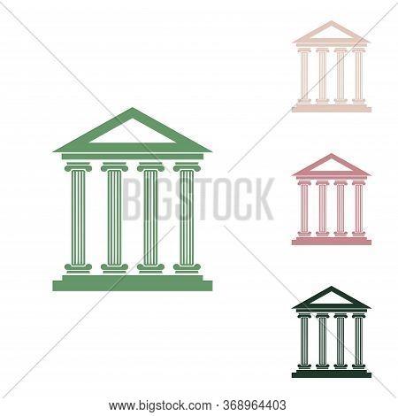 Historical Building Illustration. Russian Green Icon With Small Jungle Green, Puce And Desert Sand O