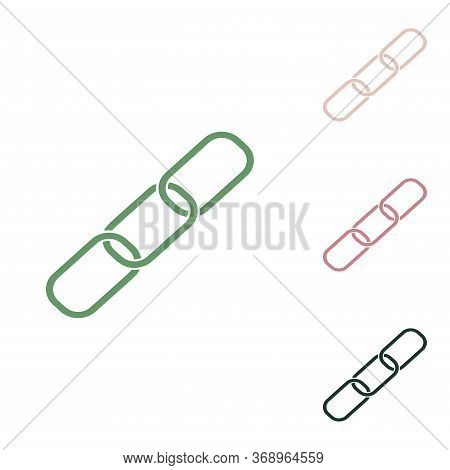 Link Sign Illustration. Russian Green Icon With Small Jungle Green, Puce And Desert Sand Ones On Whi