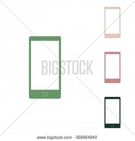 Modern Gadget With Blank Screen. Russian Green Icon With Small Jungle Green, Puce And Desert Sand On