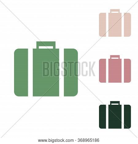 Briefcase Sign Illustration. Russian Green Icon With Small Jungle Green, Puce And Desert Sand Ones O