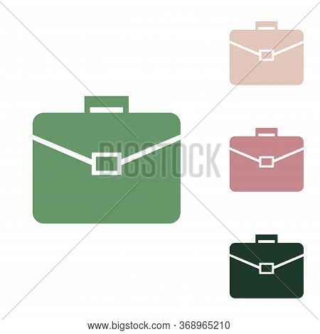 Briefcase Sign Illustration. Russian Green Icon With Small Jungle Green, Puce And Desert Sand Ones O