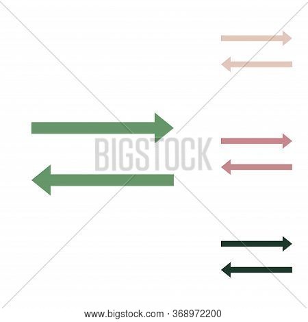 Arrow Simple Sign. Russian Green Icon With Small Jungle Green, Puce And Desert Sand Ones On White Ba