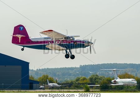 August 30, 2019. Zhukovsky, Russia. Light Multi-purpose Aircraft Antonov An-2-100 At The Internation