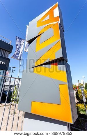 Samara, Russia - May 29, 2020: Dealership Sign Lada Next The Office Of Official Dealer. Lada Is A Ru