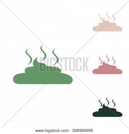 Simple Poop Sign Illustration. Russian Green Icon With Small Jungle Green, Puce And Desert Sand Ones