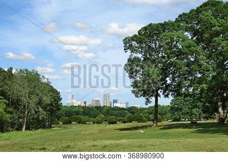 View Of The Raleigh North Carolina Downtown Skyline From Dix Park