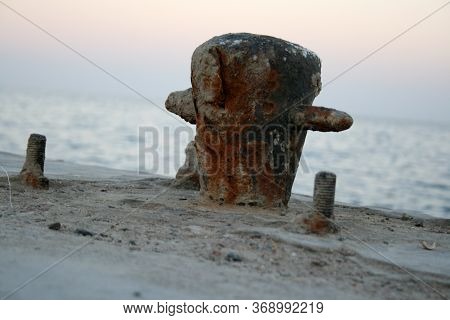 Bollards Are Ideal For Mooring Ships, Photographed On The Port