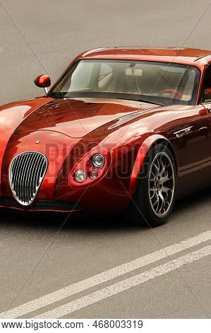 Kiev, Ukraine - June 12, 2021: Wiesmann Gt Mf4. Sports Red Exclusive Car On The Road