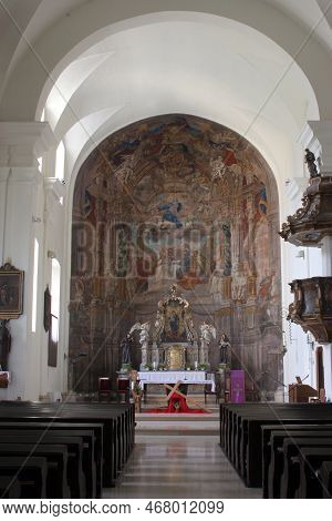 Samobor, Croatia - March 28, 2013: Church Of The Assumption Of The Virgin Mary In Samobor, Croatia O
