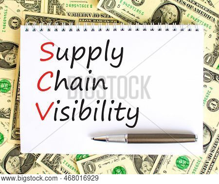 Scv Supply Chain Visibility Symbol. Concept Words Scv Supply Chain Visibility On White Note On A Bea