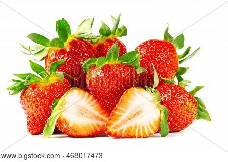 Fresh Juicy Sweet Strawberies Isolated On White