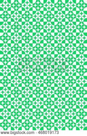 Geometric Star Pattern With A Flat Design In Green Color. 