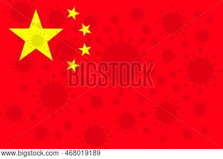 China. Coronavirus. China Flag Design With Illustration Of Virus Over The Flag. Explosion Of Covid I