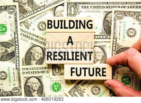 Building A Resilient Future Symbol. Concept Word Building A Resilient Future On Wooden Blocks. Beaut