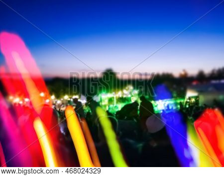 Blurred Crowds Guests Of The Music Festival Blurred Bokeh Backdrop