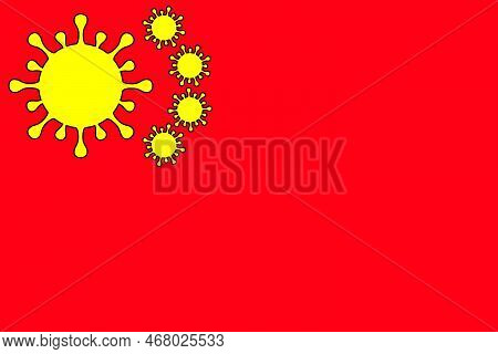 China. Coronavirus. China Flag Design With Illustration Of Virus Over The Flag. Explosion Of Covid I