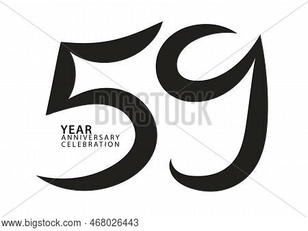59 Year Anniversary Celebration Black Color Logotype Vector, 59 Number Design, 59th Birthday Invitat