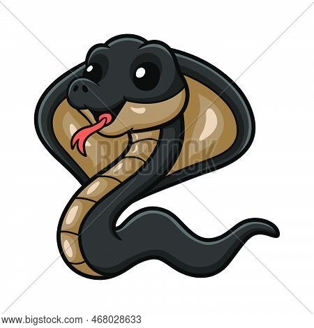 Vector Illustration Of Cute Javan Spitting Cobra Cartoon