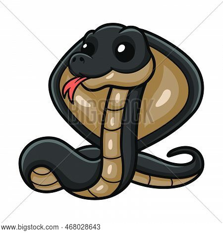 Vector Illustration Of Cute Javan Spitting Cobra Cartoon