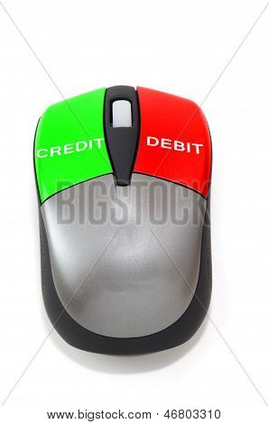 Credit and debit concept on white background
