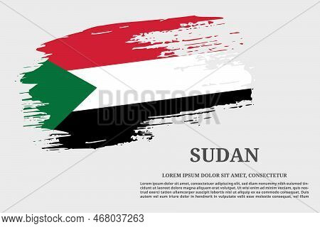 Sudan Flag Grunge Brush And Text Poster, Vector
