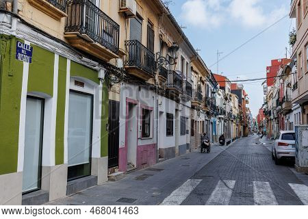 Valencia, Spain - July 2022: Houses In El Cabanyal, A Neighborhood In The City Of Valencia, Spain.