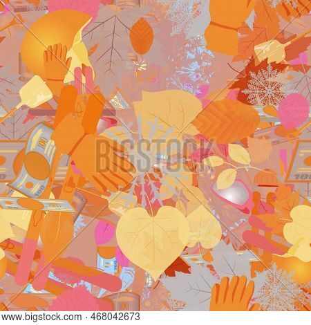 Background Pattern Abstract Design Texture. Seamless. Theme Is About Botany, Loan, Business, Currenc