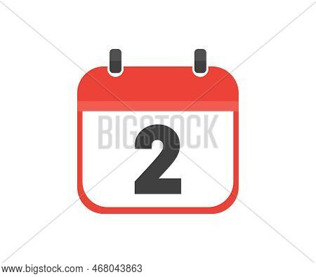 Simple Calendar With Date 2, Day Two Logo Design. Calendar Icon Flat Day 2. Reminder Symbol. Event S