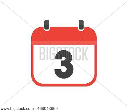 Simple Calendar With Date 3, Day Three Logo Design. Calendar Icon Flat Day 3. Reminder Symbol. Event