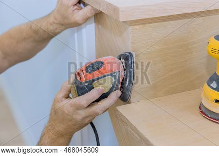 Stairwell Of New Home Was Refinished With Carpet Grinding Polishing Use Polishing Machine