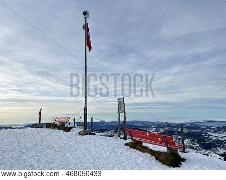Peak Of The Mountain Kronberg (kronberg-gipfel) And The First Late Autumn Snow In The Alpstein Mount